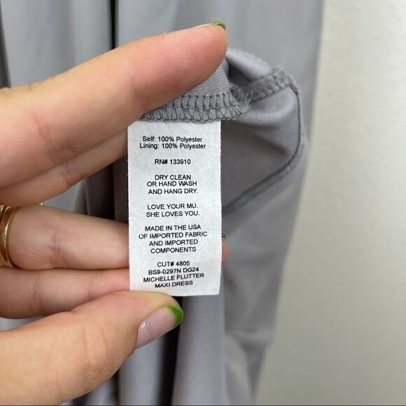 Show Me Your MuMu Women’s Gray Flutter Sleeve Evening Gown Bridesmaid Dress M - Picture 7 of 13